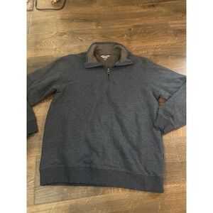 North Point Men's Dark Blue Gray Quarter Zip Pullover Sweatshirt Size L